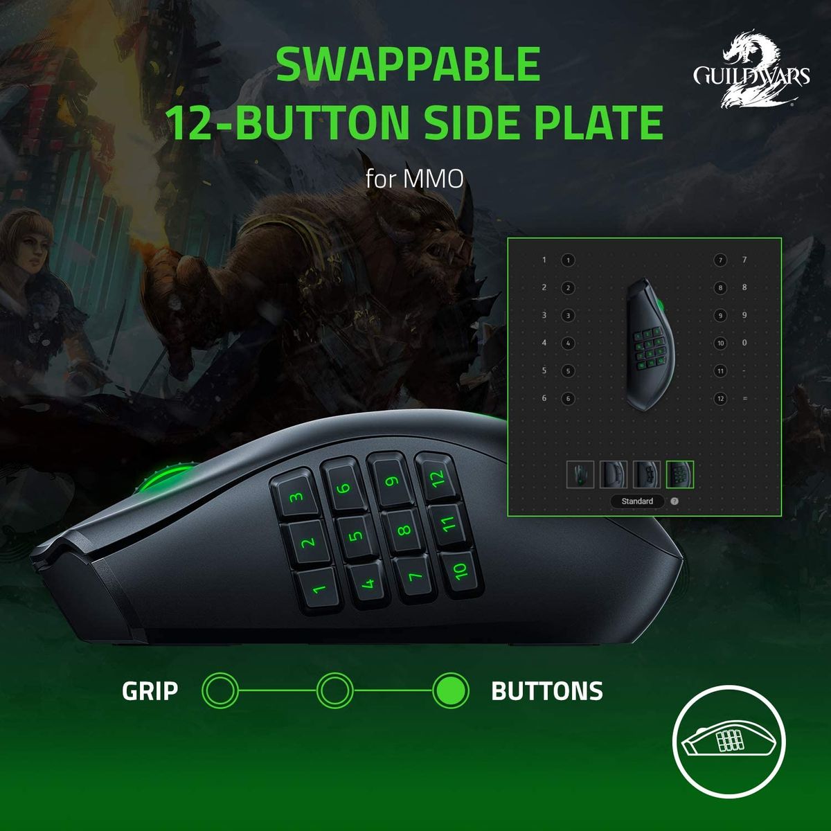 Razer Naga Pro kabellose ergonomische RGB Gaming Maus MOBA MMO FPS