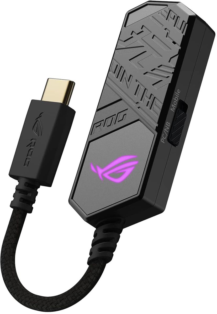 ASUS ROG Clavis USB-C Gaming DAC (ESS 9281 Quad DAC Amplifier, AI Noise Canceling Microphone, MQA Rendering, Aura Sync RGB