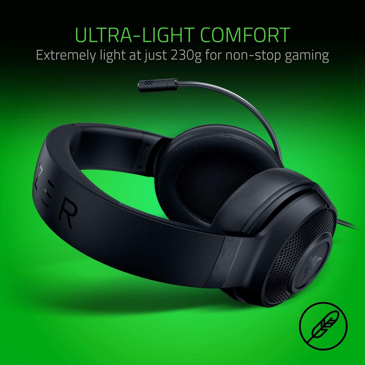 Razer Kraken X Lite Gaming Headset Virtual 7.1 Surround-Sound 3.5mm for PC Mac Black