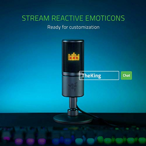 Razer Seiren Emote Microphone USB Streaming Broadcasting 8-Bit Emoticon LED Display Black